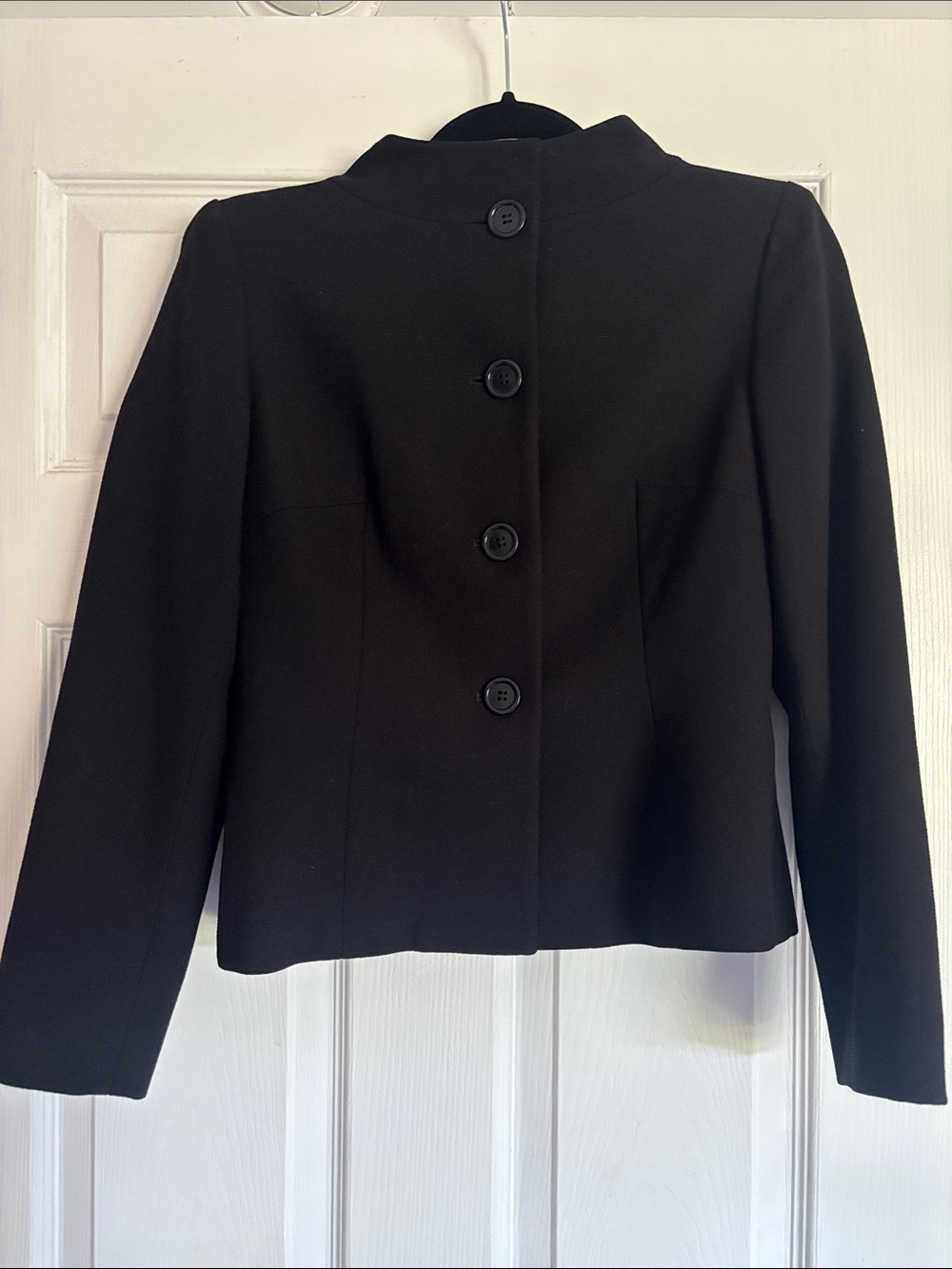 Ann Taylor Black Button-Front Cropped Blazer